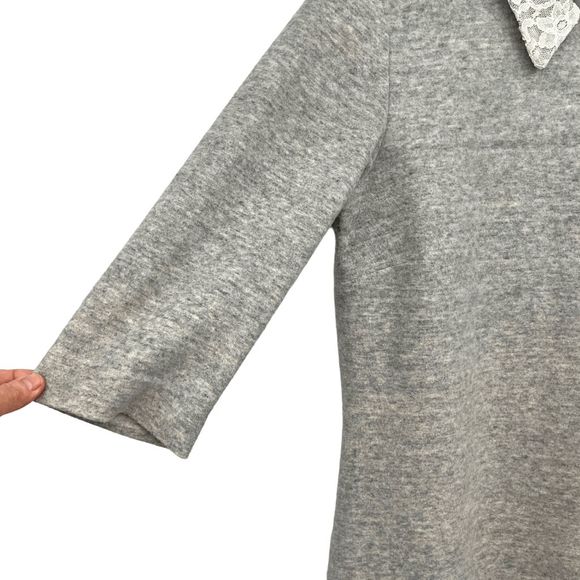 Anthropologie Leonor Silva Etain Dress Gray 3/4 Sleeves Lace Collar Women Large - Picture 8 of 16
